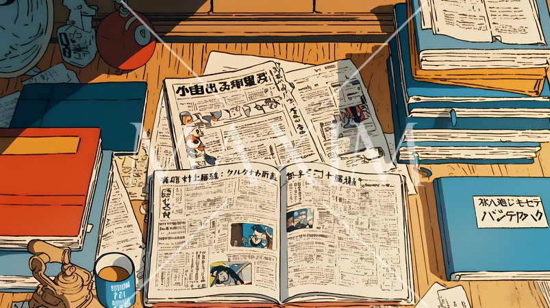 資料が山積みの机