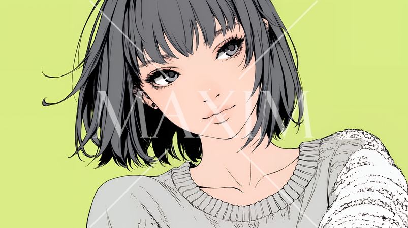 悲しげな目で微笑む（Smiling with sad eyes）若い女性
