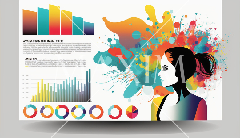 資料作成している女性：レポート、プレゼンテーション資料の作成。