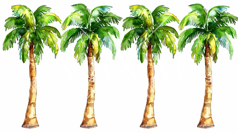 ヤシの木の水彩画