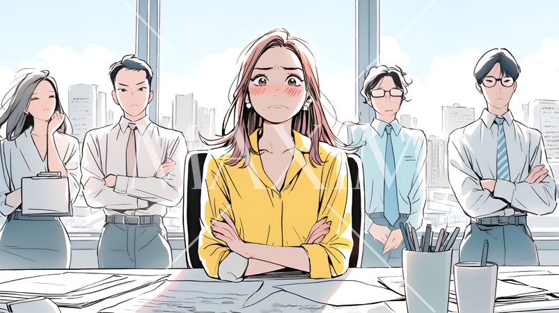 仕事で対立しているビジネスパーソン