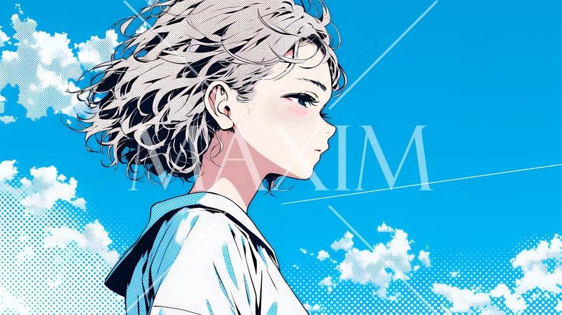 ぼんやり空を見上げている若い女性