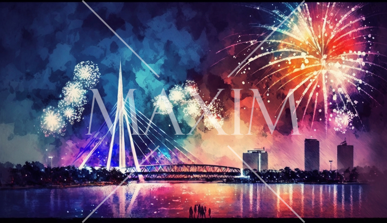 大都会のウォータフロントの花火大会