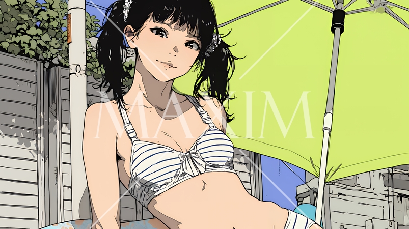 下着姿でくつろいでいる若い女性