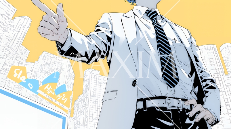 人差し指を立てて決断を下したビジネスパーソン