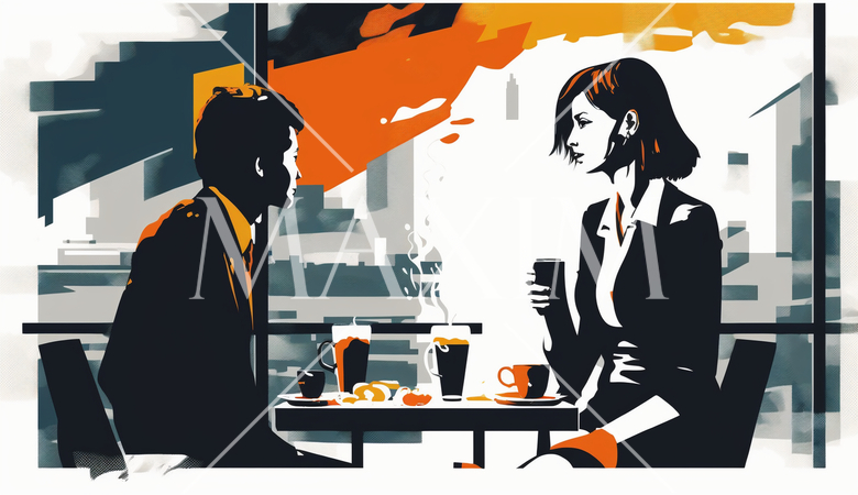 クライアントと商談中の女性：クライアントとのミーティング、顧客対応。