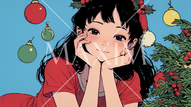 クリスマスツリーと少女