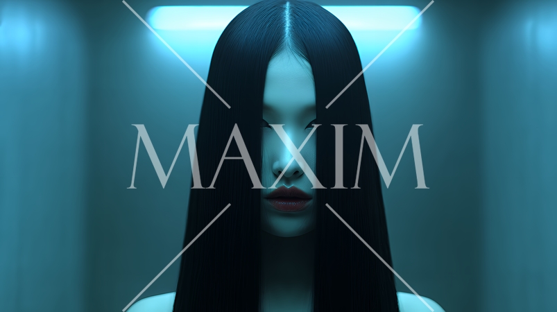 暗闇に佇む長い黒髪の幽霊女性｜日本的現代ホラーの恐怖イメージ