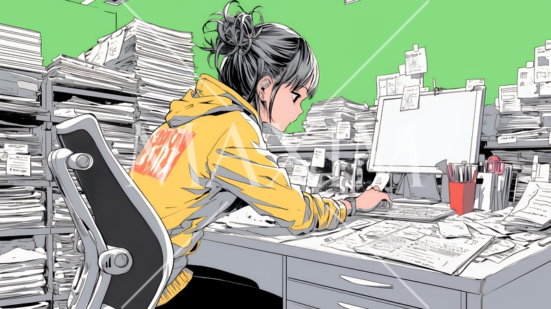 丁寧に書類を仕分けるビジネスパーソン