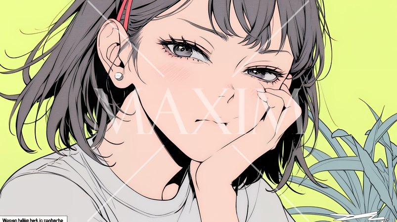 歯痛で頬を押さえている女性