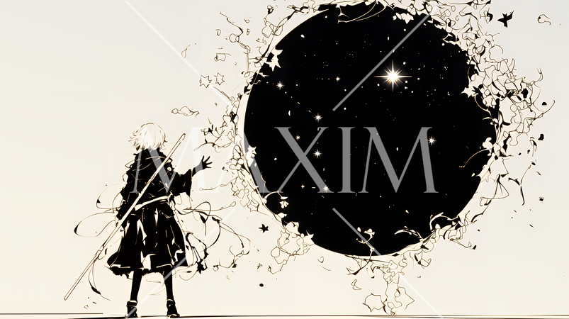 悟りの瞬間：人智では越えられない自然の摂理を知った瞬間（シンプルな色使い）