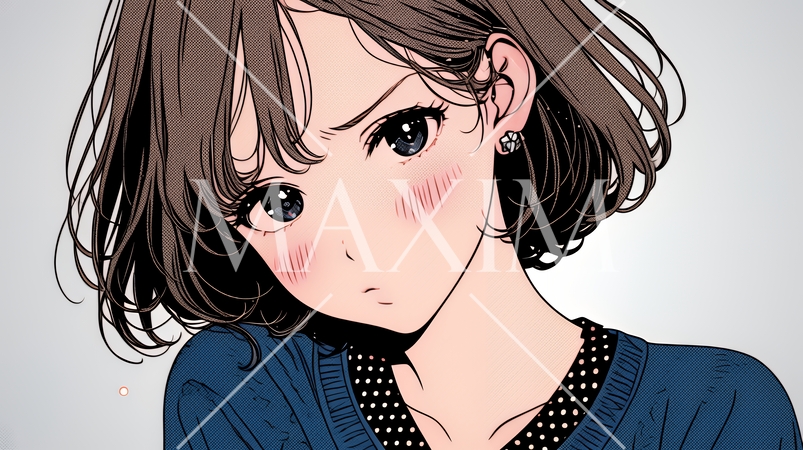 口をとがらせて不機嫌そうな顔をしている若い女性