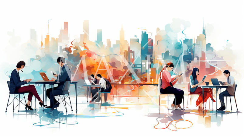 モバイルワーク：モバイルデバイスを使用した仕事、リモート作業。