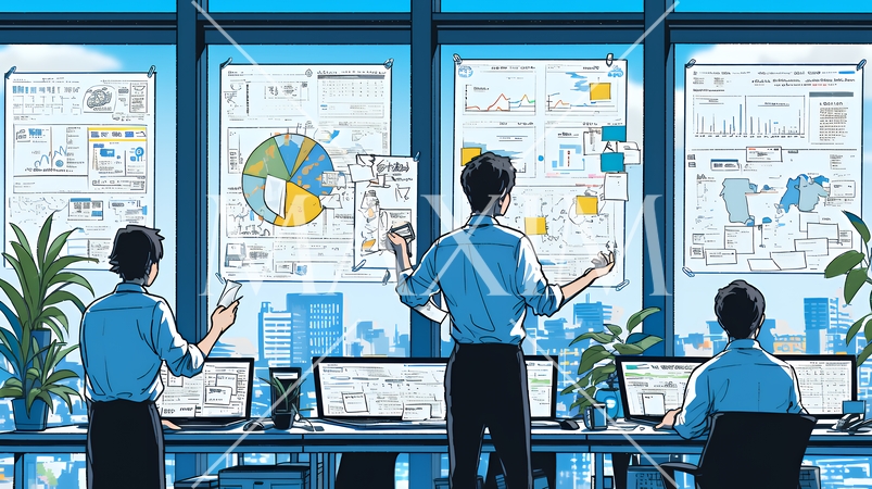 チームワークで課題を解決しているビジネスパーソンたち