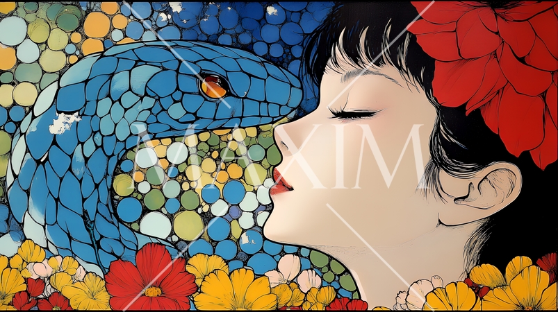 年賀状用のポップなヘビのイラスト