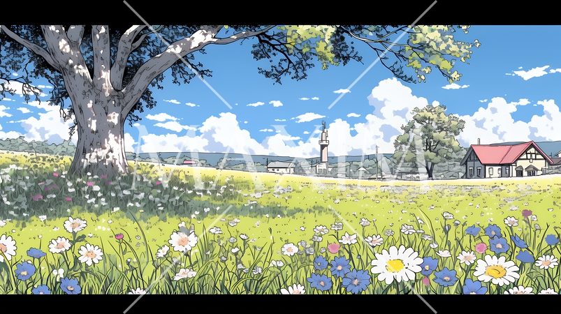 花が咲き乱れる春の野原