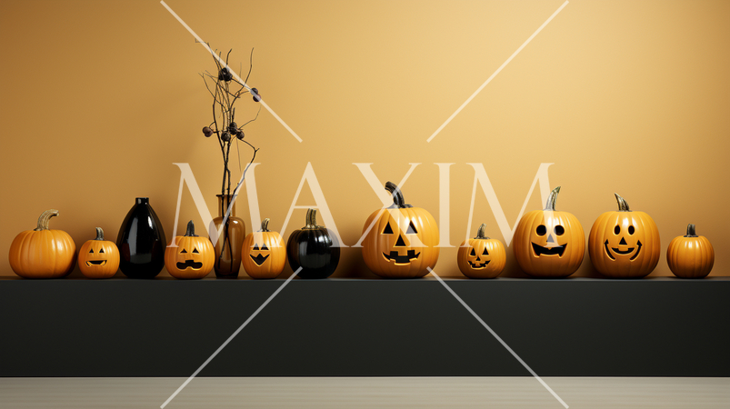 ハロウィンの基本的要素を捉えたミニマルアート（minimalism）な表現：精緻CG