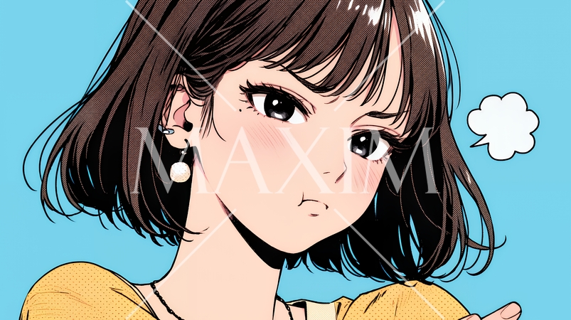 頬を膨らませ、腕を組んでイライラしている女性