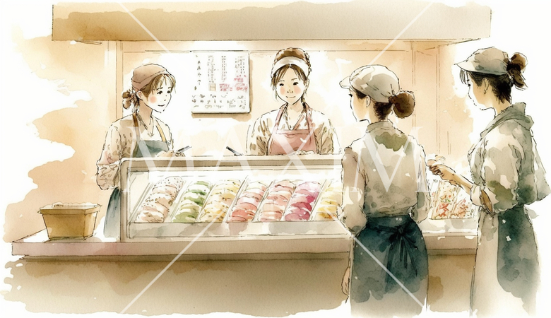 デパ地下のお惣菜もの売場での客と店員のやりとり