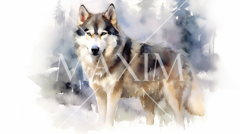 アラスカン・マラミュート-水彩画