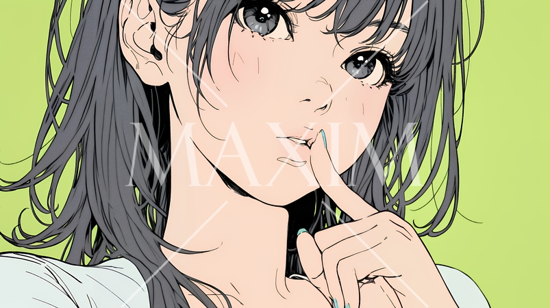 指を唇に当てて「シーShh」というジェスチャーをしている女性