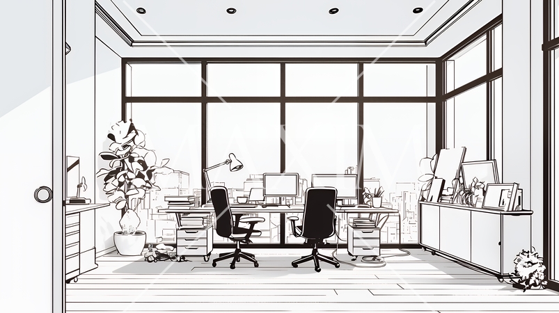 近代的なオフィス空間（シンプルな色使い）
