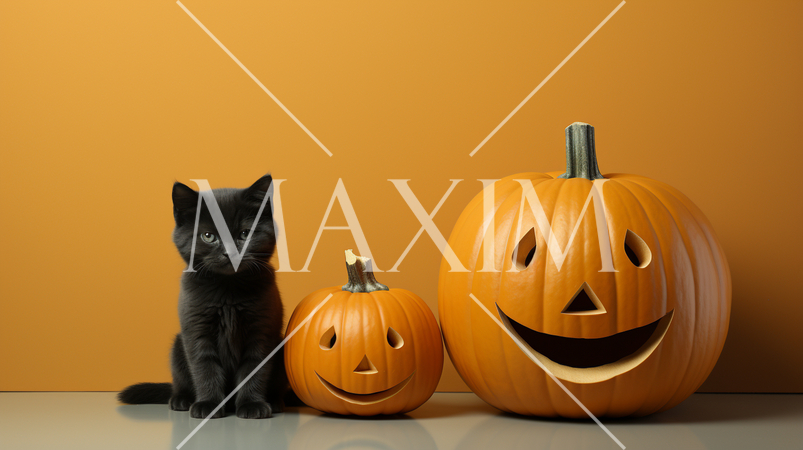 ハロウィンの基本的要素を捉えたミニマルアート（minimalism）な表現：精緻CG