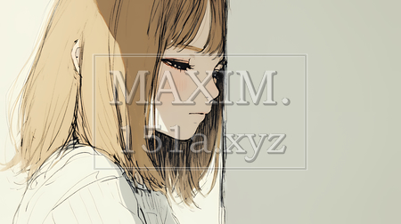 寂しそうに壁に寄りかかる女の子｜孤独と哀愁を感じる女性の人物イラスト（イラストID:7118445-18129）
