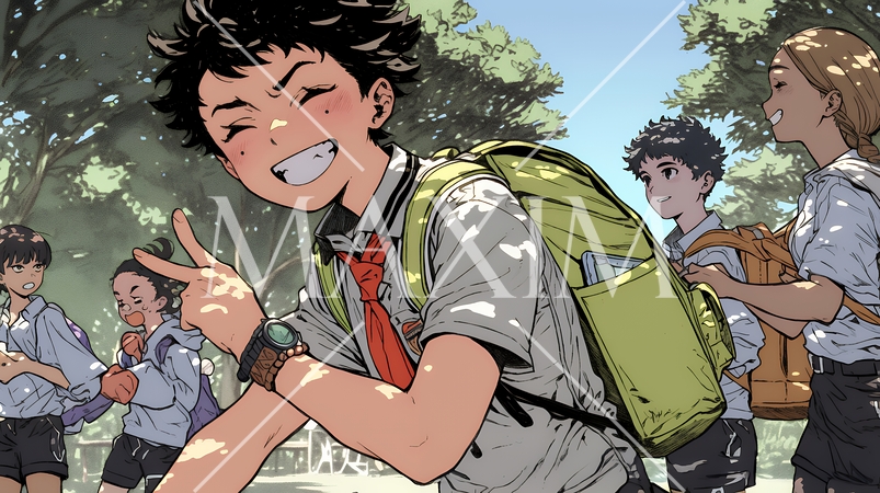 元気に駆け回っている小学生の男の子