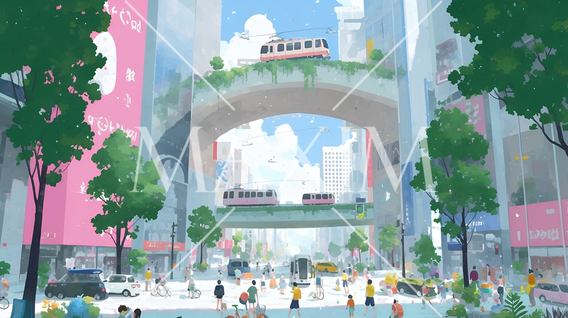 大都市のビル街（ポップでキュートな表現）