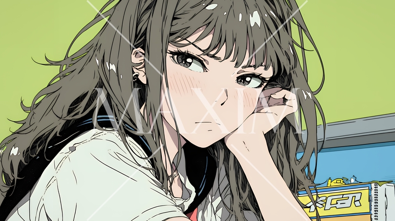 「つまんないの」と不貞腐れている制服を着た女子高生