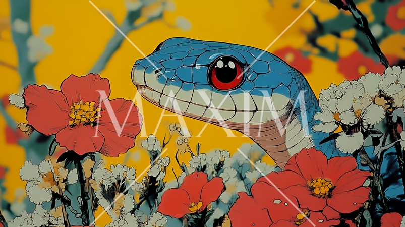 年賀状用のポップなヘビのイラスト