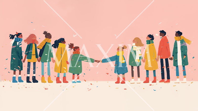 ダイバーシティ＆インクルージョン（多様性と包摂性）（シンプルな色使い）（POPな表現）