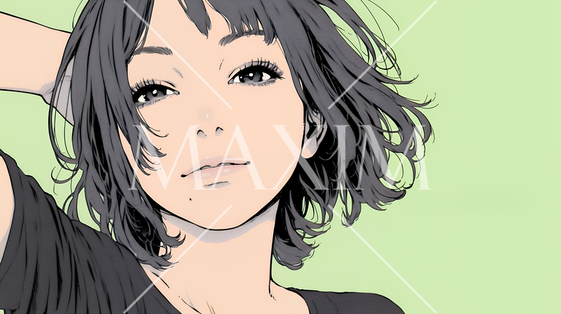 悲しげな目で微笑む（Smiling with sad eyes）若い女性