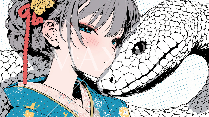 大蛇：若い女性とお友達