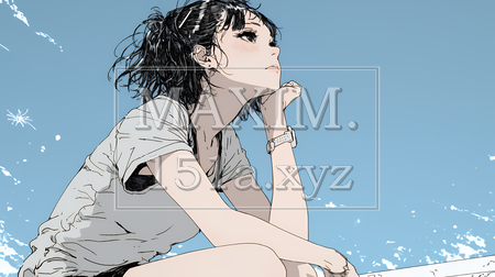 秋空を眺める若い女性のイラスト｜爽やかな秋・人物フリーイラスト（イラストID:7152540-18016）