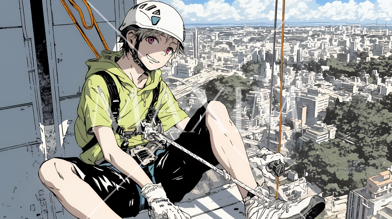 高所で作業をしている男性作業員