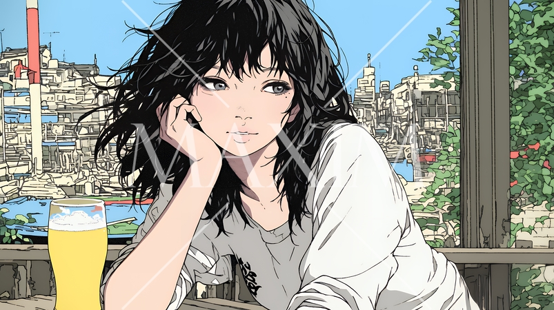 ビールを飲んでいる女性