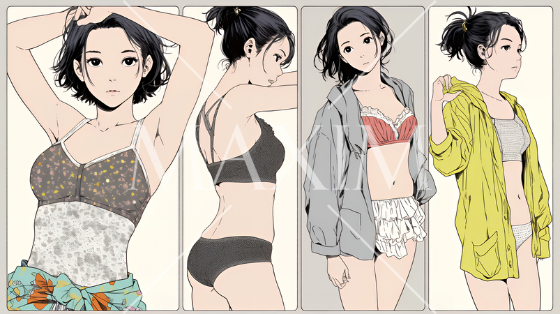 着替え中の若い女性