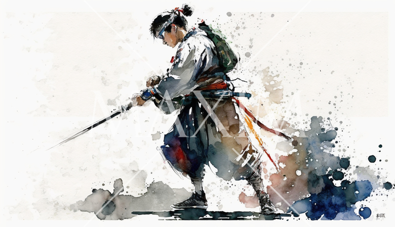 真剣で果たし合いをしている侍