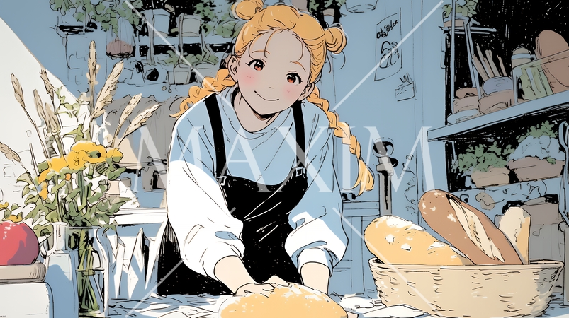 若い女性のパン屋さん