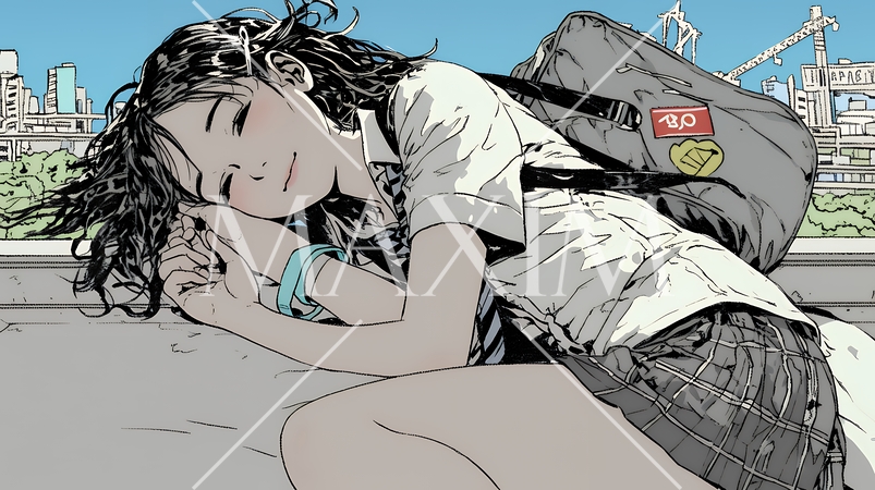 幸せそうな寝顔で眠っている若い女性