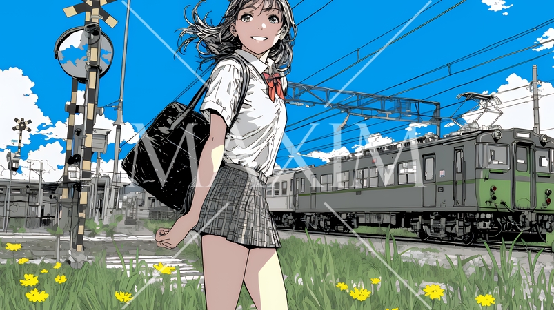 電車で通学している女子高生