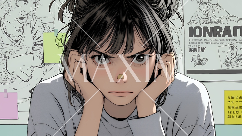 嫌悪の表情を浮かべている若い女性