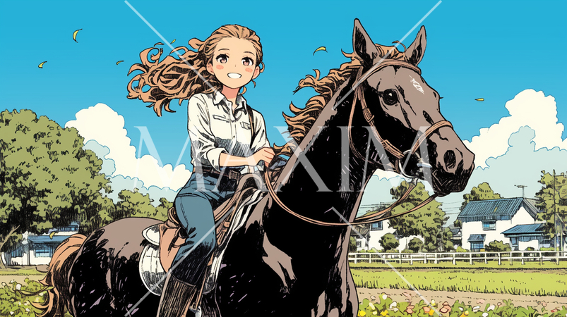 乗馬をしている若い女性