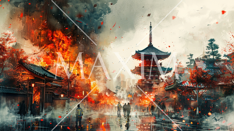 寺院や仏閣が建ち並ぶ歴史的地域での火災