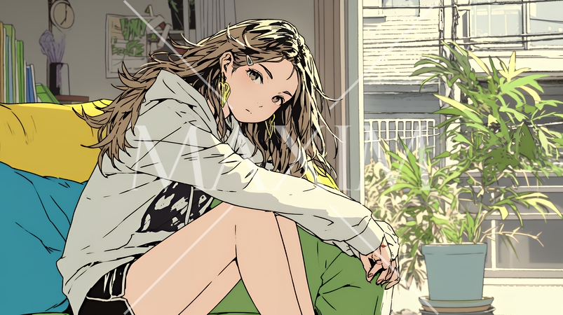 腹痛（生理痛）に苦しむ若い女性