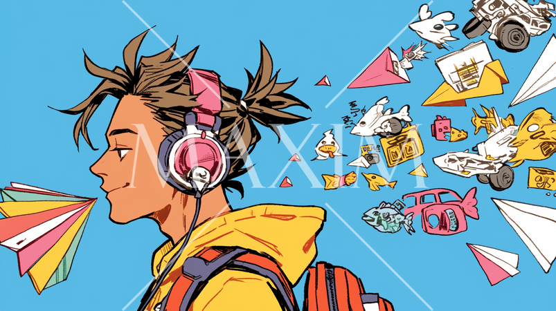 ウォーキングしながらいろいろなことを考えて発想している男性