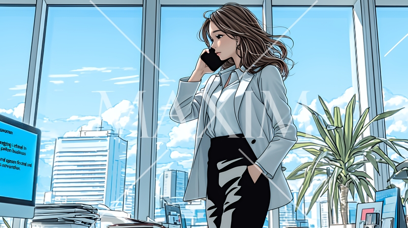 スマートフォンで通話をしているビジネスウーマン