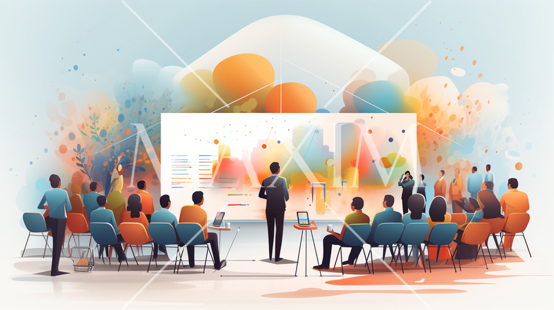 カンファレンスとイベント：業界カンファレンス、セミナー、トレードショー、展示会。